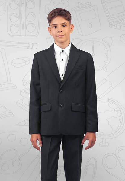 Пиджак для мальчика чёрный 34-42/152-176